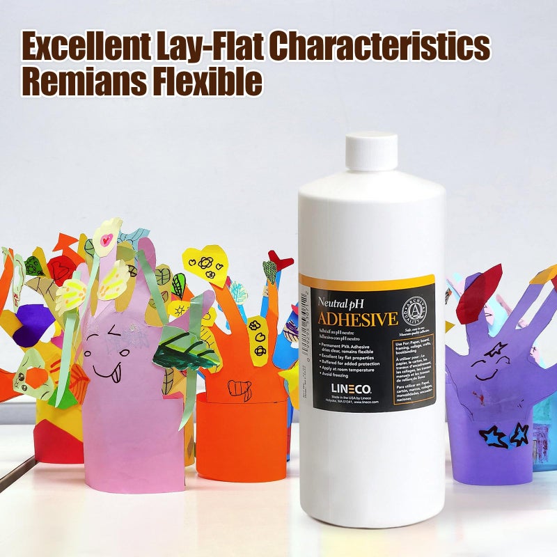 لينيكو لاصق PVA متعدد الأغراض خالٍ من الأحماض من Lineco، يجف بشكل شفاف، مرن، 1 لتر، مثالي لتجليد الكتب، وإصلاح الكتب، والتأطير، والفنون الورقية والحرف اليدوية - Image 4